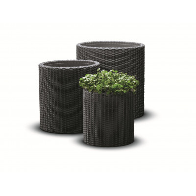 Keter Set květináčů Cylinder S+M+L Antracit